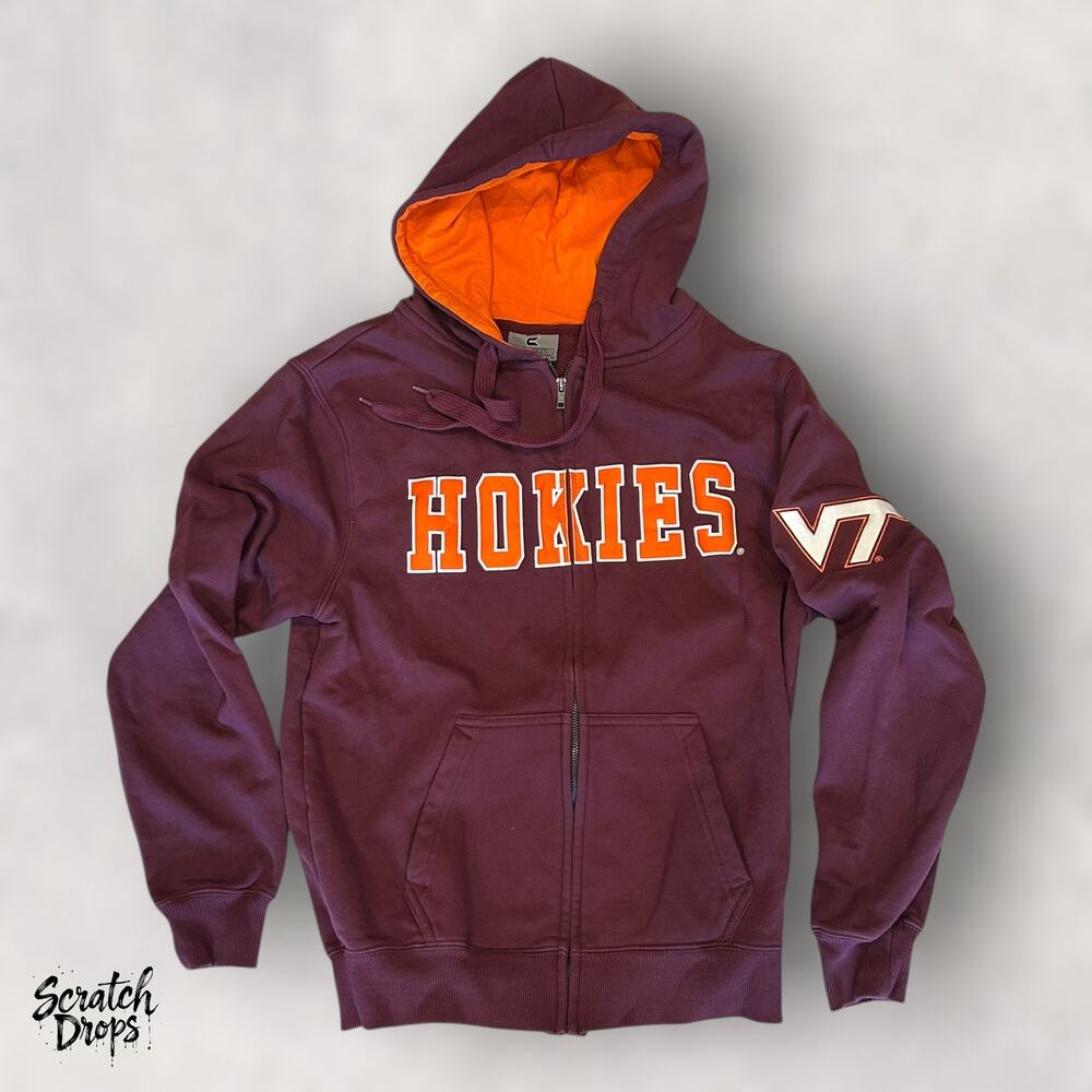 Colosseum Athletic Small Hoodie Virginia Tech Hokies Maroon Orange VT Logo Men's